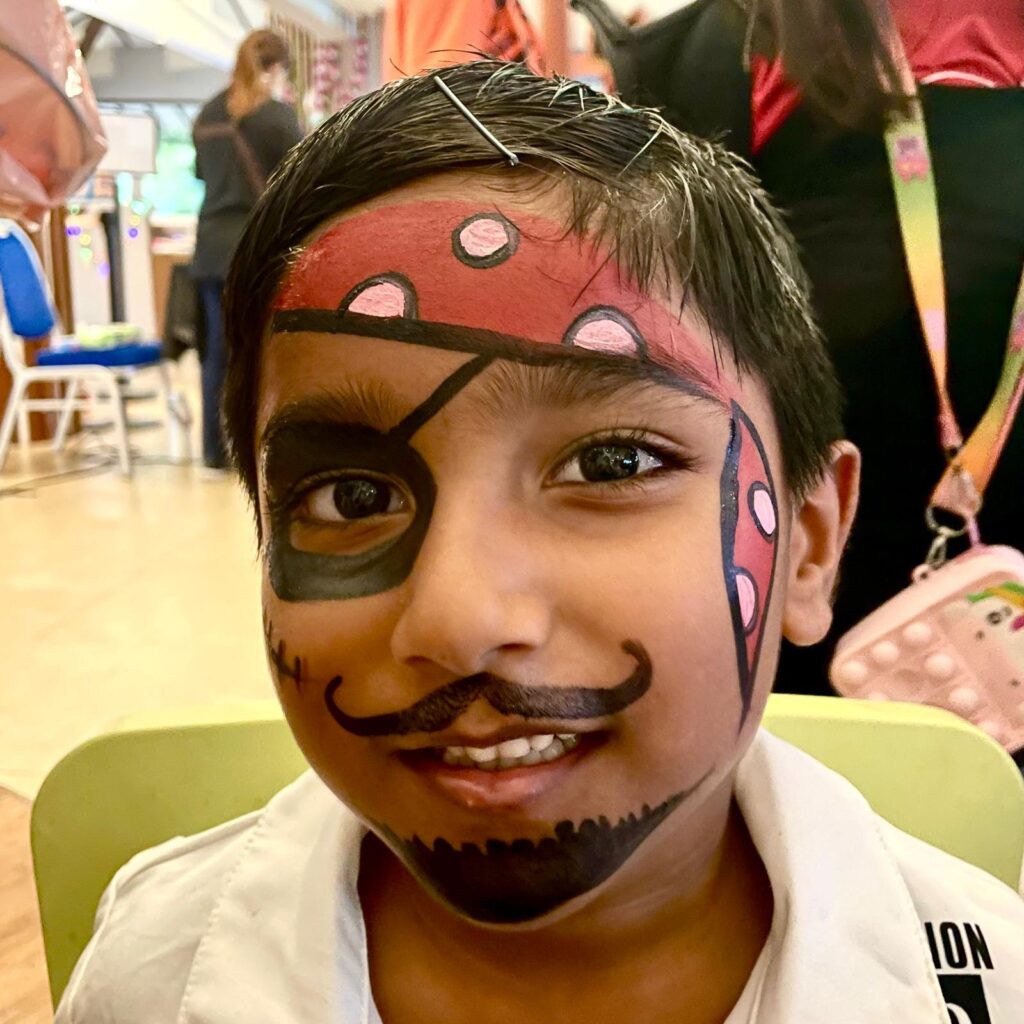 Facepainting for Children's parties by The Kindled Collective - pirate design on face - birthday party themed face painting