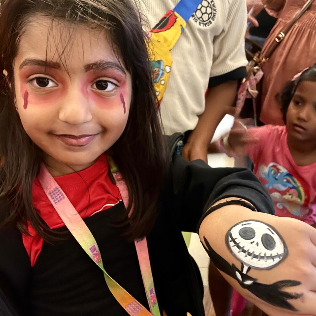 Facepainting for Children's parties by The Kindled Collective - skull design on hand